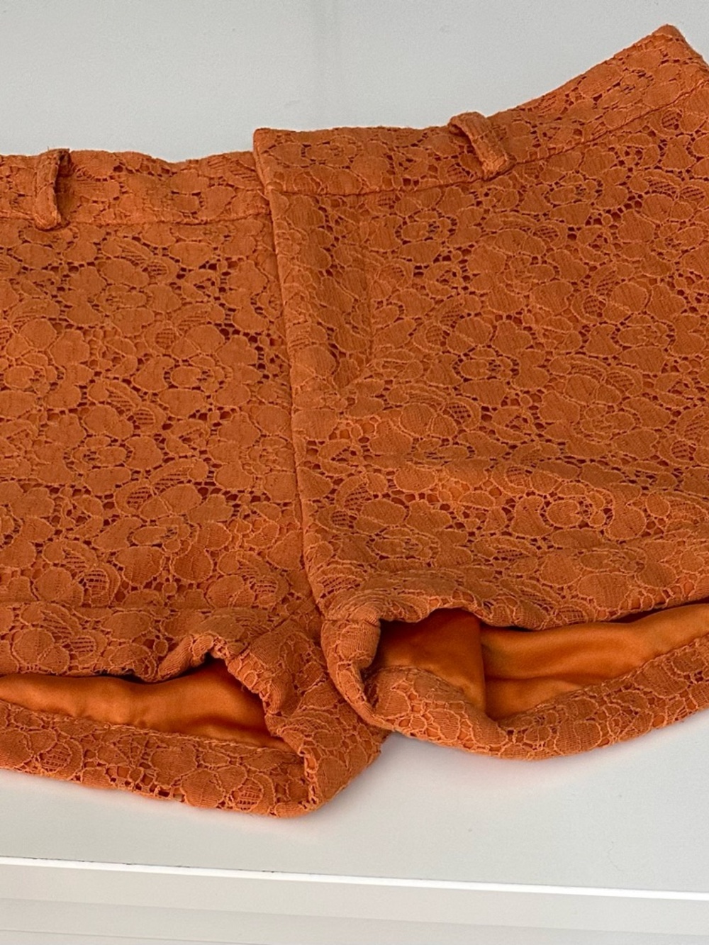Forever 21 Orange Lace High-Rise Shorts